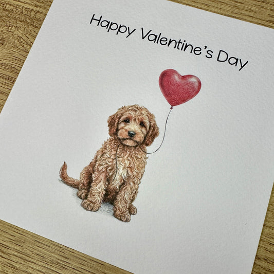 Cockapoo / Cavapoo with Heart Balloon