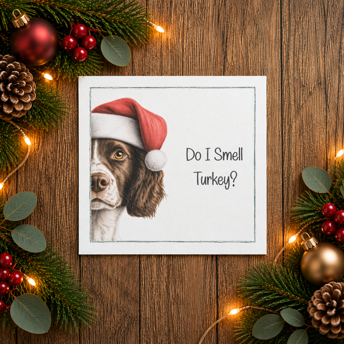 Do I Smell Turkey? Springer Spaniel Christmas Card