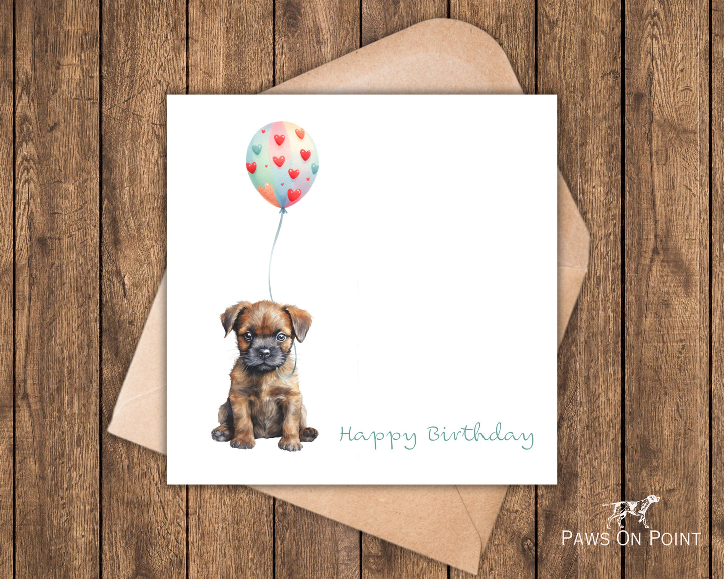 Border Terrier Birthday Balloon Card