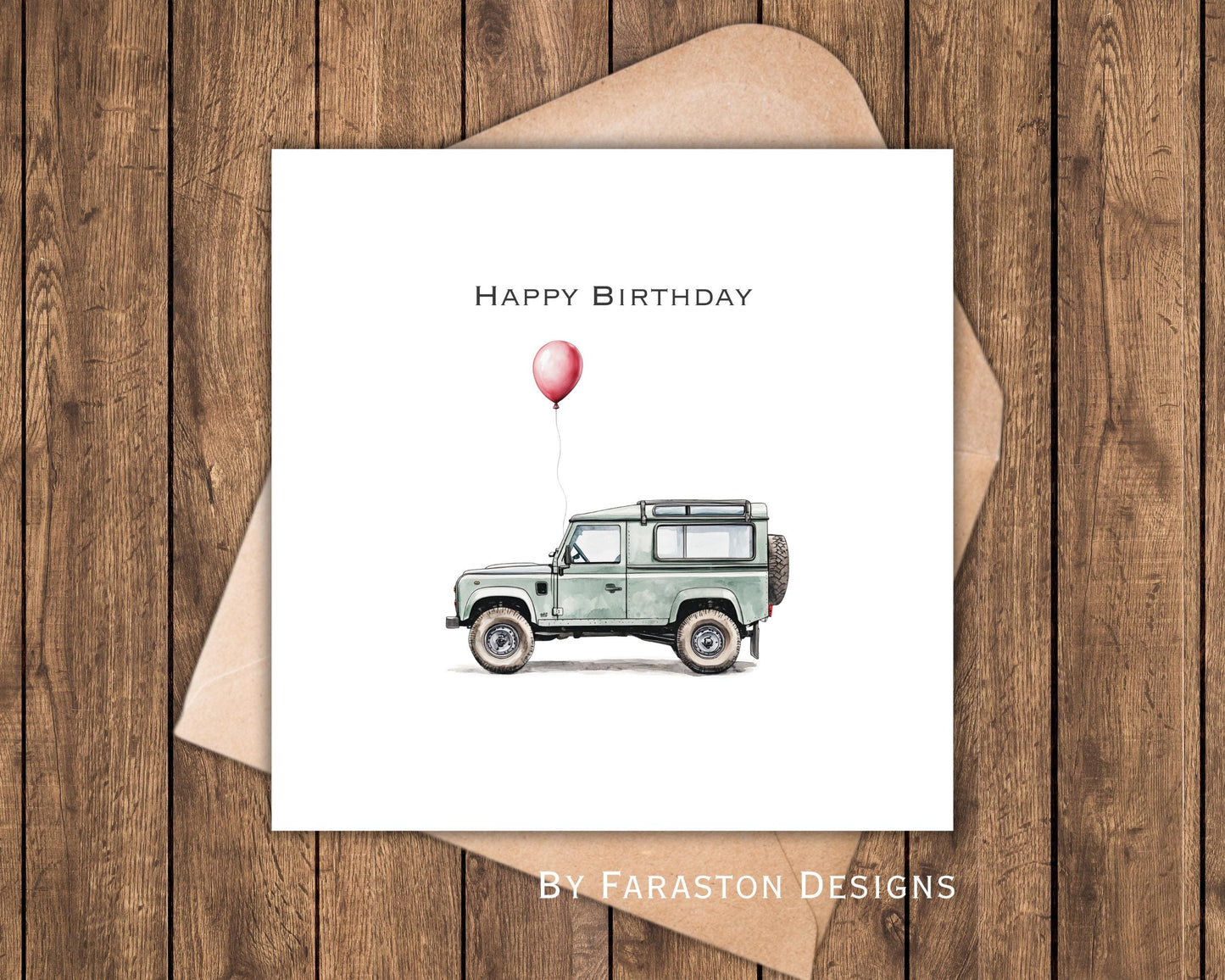 Land Rover Birthday Card - Red Balloon