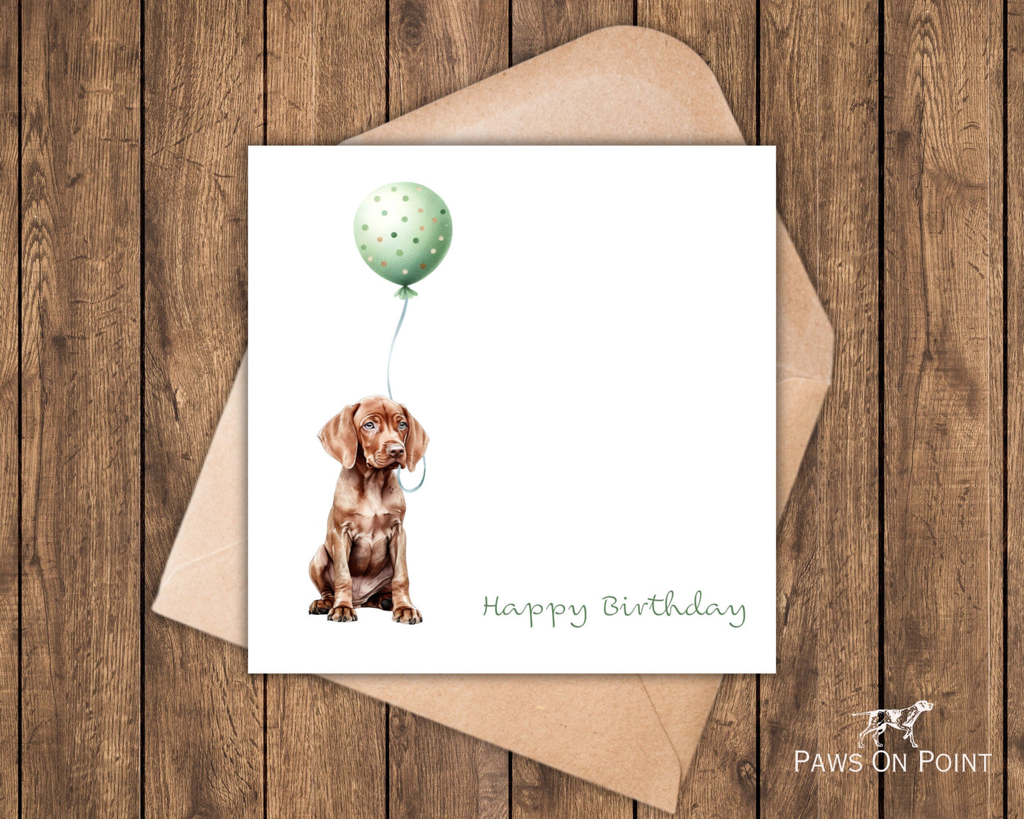 Vizsla Birthday Card - Puppy & Balloon