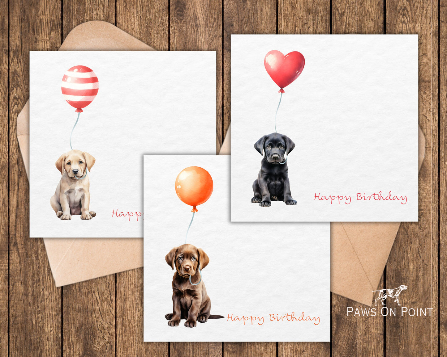 Black Labrador Birthday Card - Puppy & Balloon