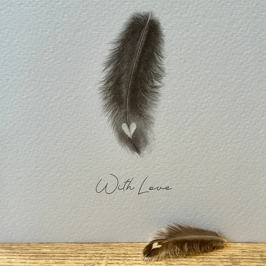 With Love - Heart feather card