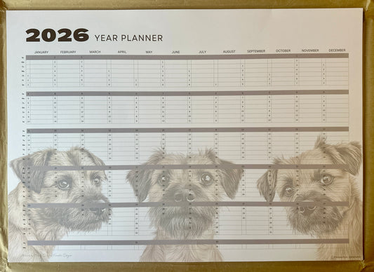 2026 Border Terrier Wall Planner A2 Size