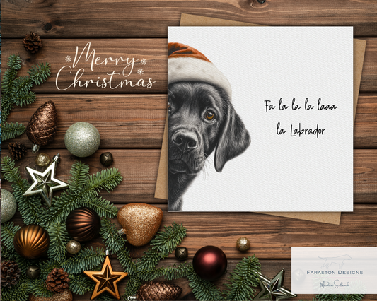 Fa la la la laaa la - Black Labrador Christmas Card