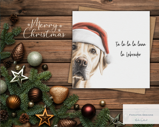 Fa la la la laaa la - Yellow Labrador Christmas Card