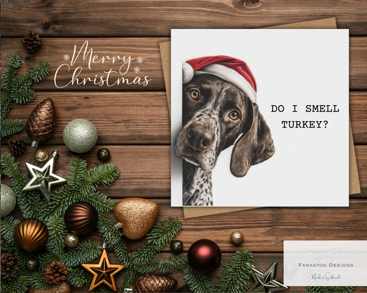 Do I Smell Turkey? German Shorthaired Pointer (2) Christmas Card
