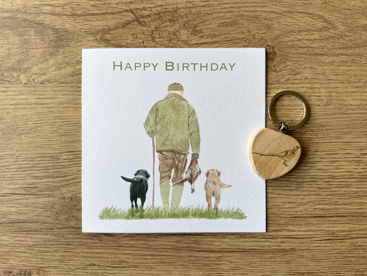 Pheasant Shooting Birthday Card with labs