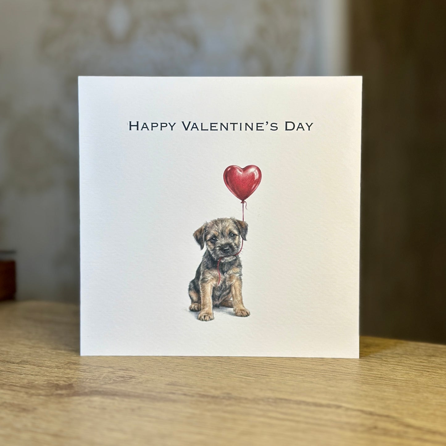 Border Terrier with Heart Balloon