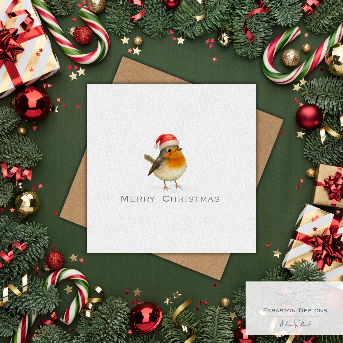 Robin with Santa Hat