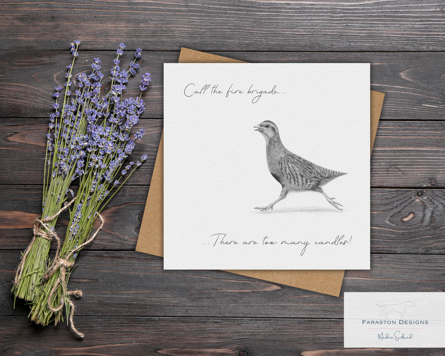 Too Many Candles! Grey Partridge Birthday Card