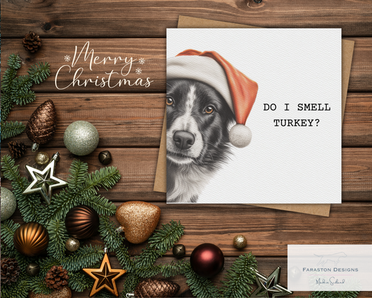 Do I Smell Turkey? Border Collie Christmas Card