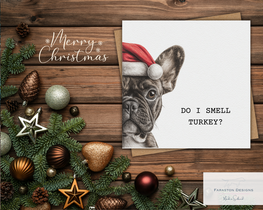 Do I Smell Turkey? French Bulldog Christmas Card