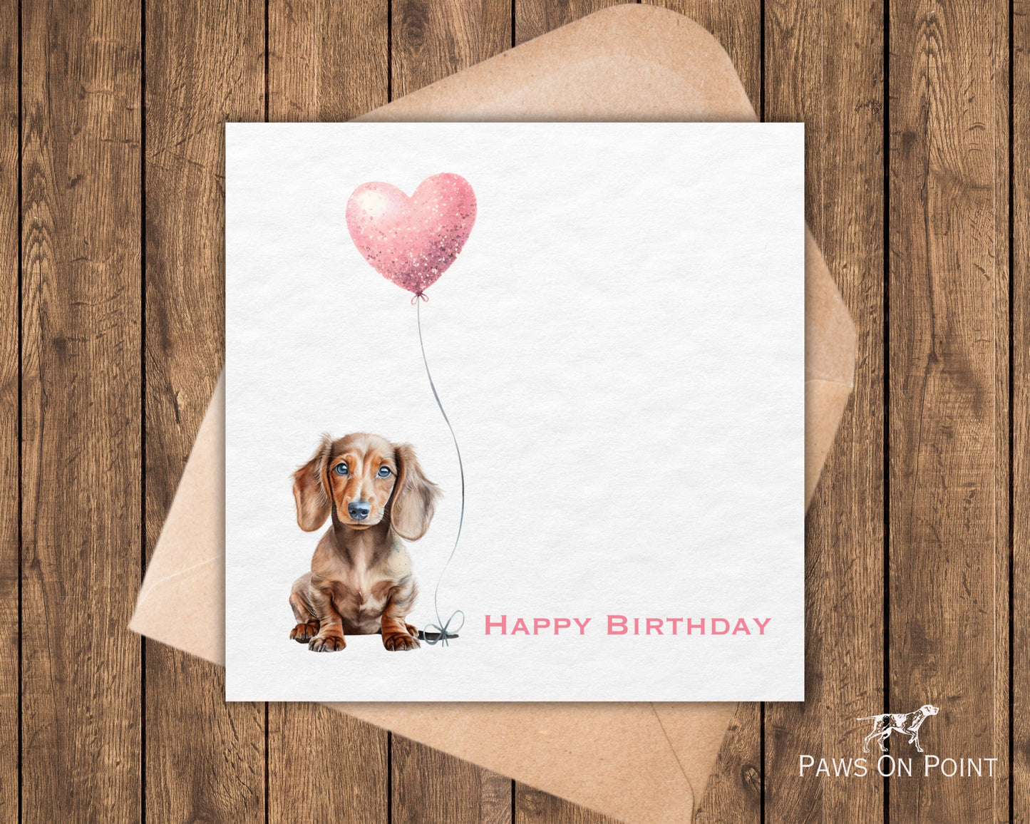 Dachshund Birthday Card - Puppy & Balloon