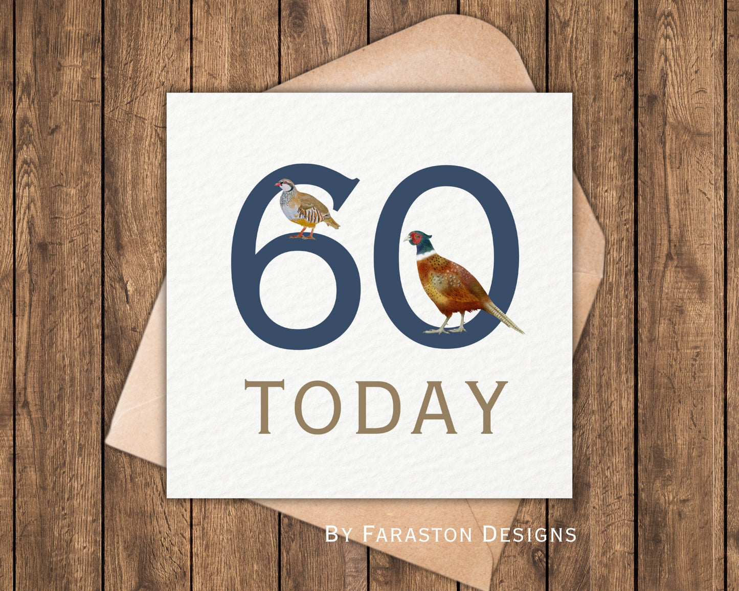 60th Birthday Card - Partridge & Pheasant