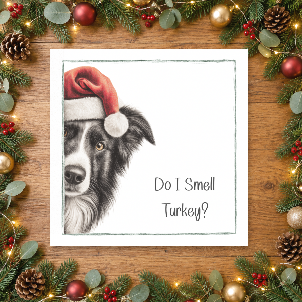 Do I Smell Turkey? Border Collie Christmas Card