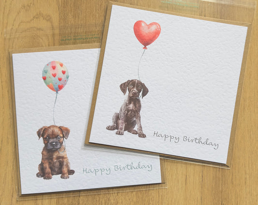 German Shorthaired Pointer Birthday Card - Puppy & Balloon