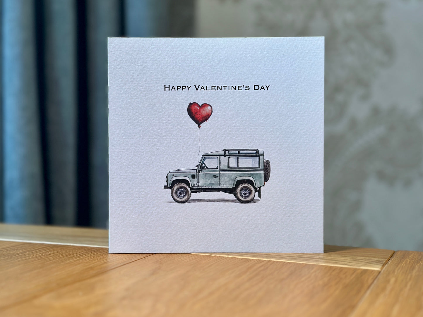Land Rover Valentine Card - Red Heart Balloon