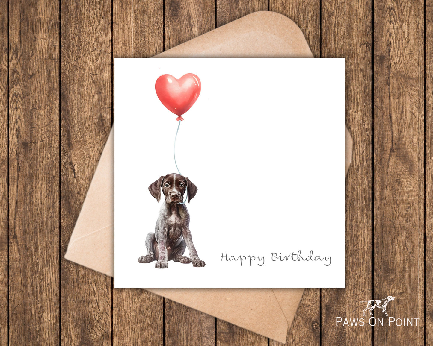 German Shorthaired Pointer Birthday Card - Puppy & Balloon