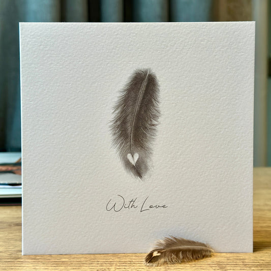 With Love - Heart feather card