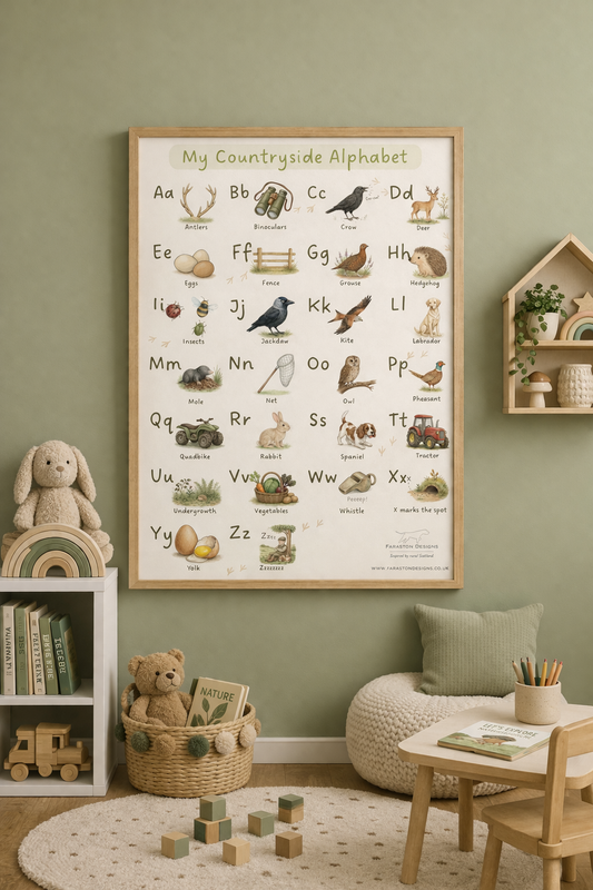 My Countryside Alphabet Poster A3 | Children’s Rural Learning Print | Educational Farm and Wildlife Wall Art