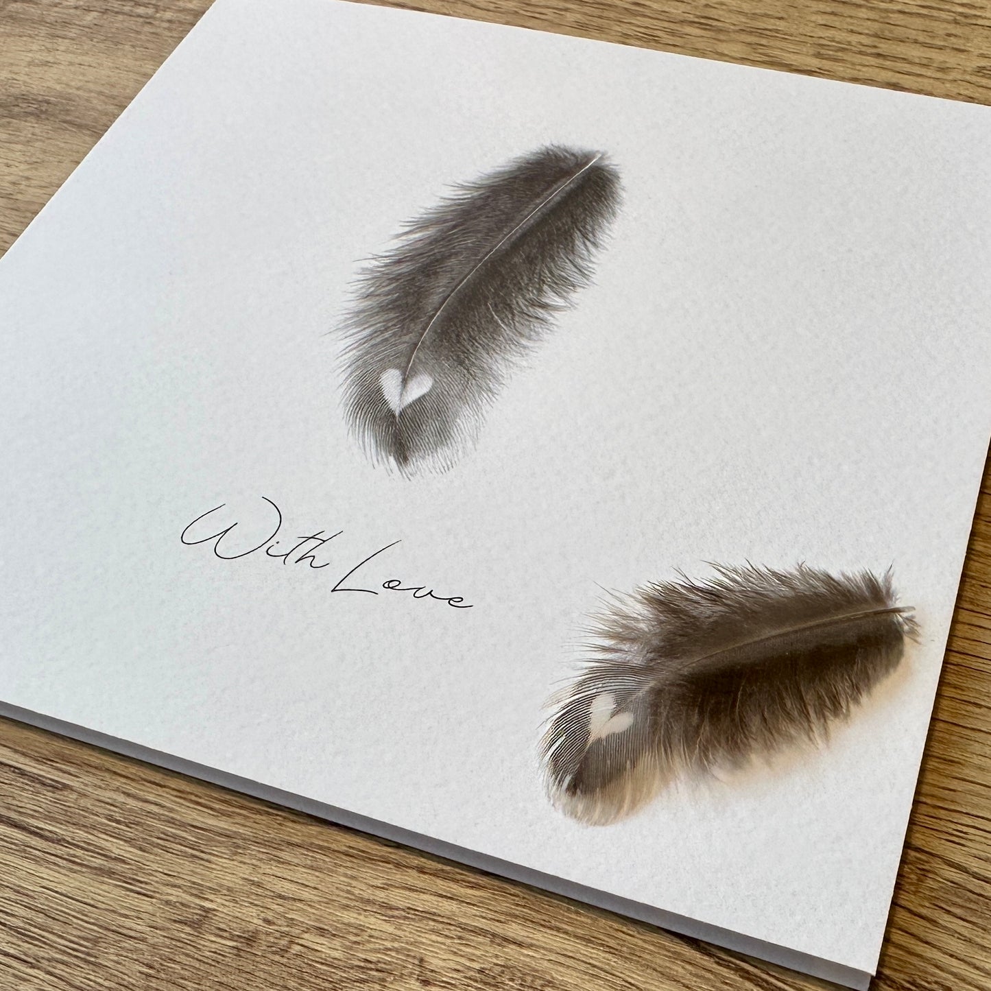 With Love - Heart feather card