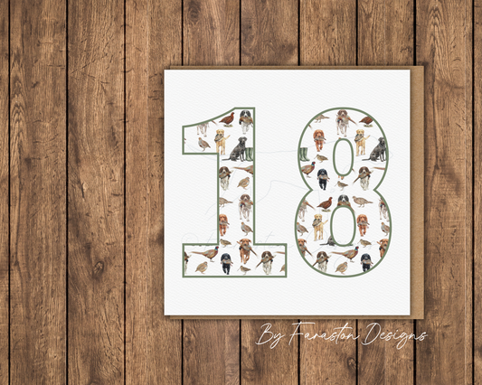 18th Birthday Card - Country Sports & Gundogs Illustration