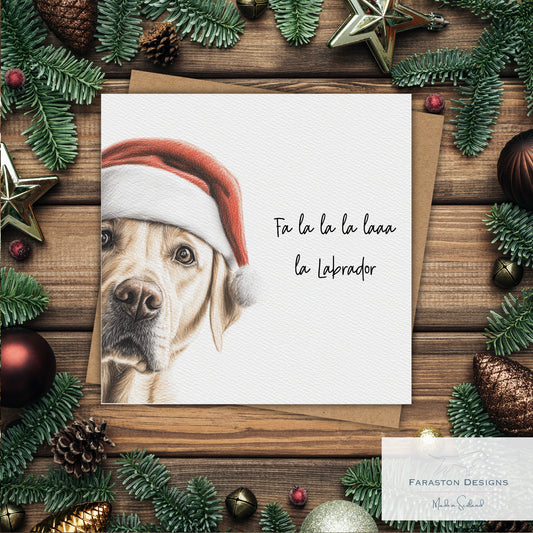 Fa la la la laaa la - Yellow Labrador Christmas Card