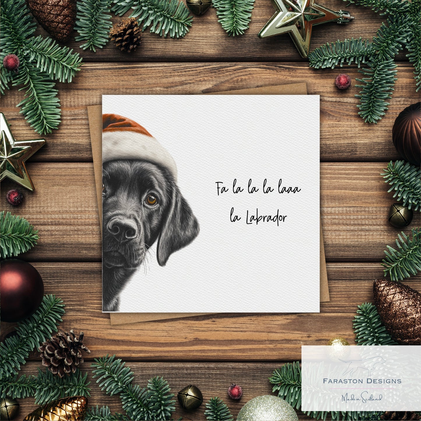 Fa la la la laaa la - Black Labrador Christmas Card