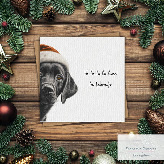 Fa la la la laaa la - Black Labrador Christmas Card
