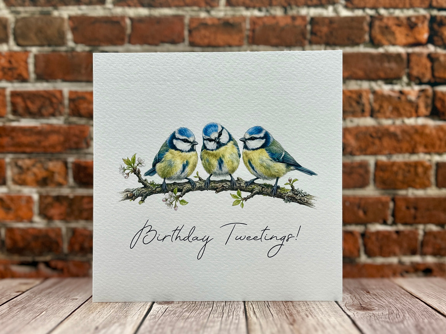 Birthday Tweeting Card | Blue Tit Bird Greeting Card | Countryside Birthday Card