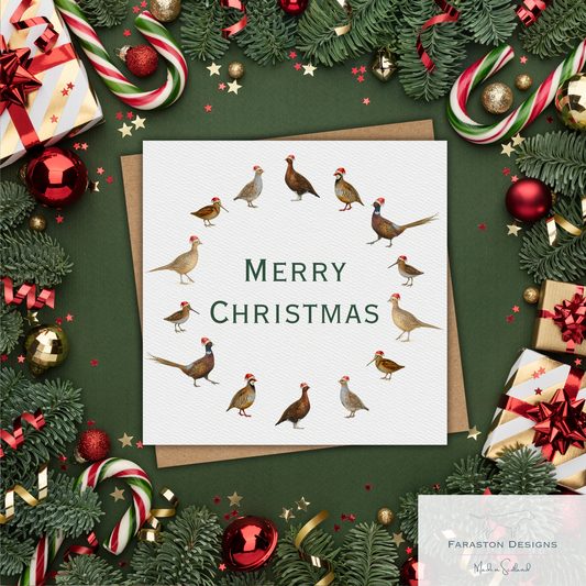 Game Bird Circle Christmas Card
