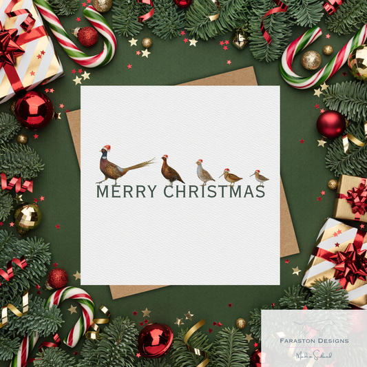 Game Birds Line-Up Christmas Card (Snipe & Woodcock)