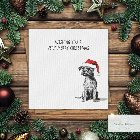 Border Terrier Scribble Christmas Card