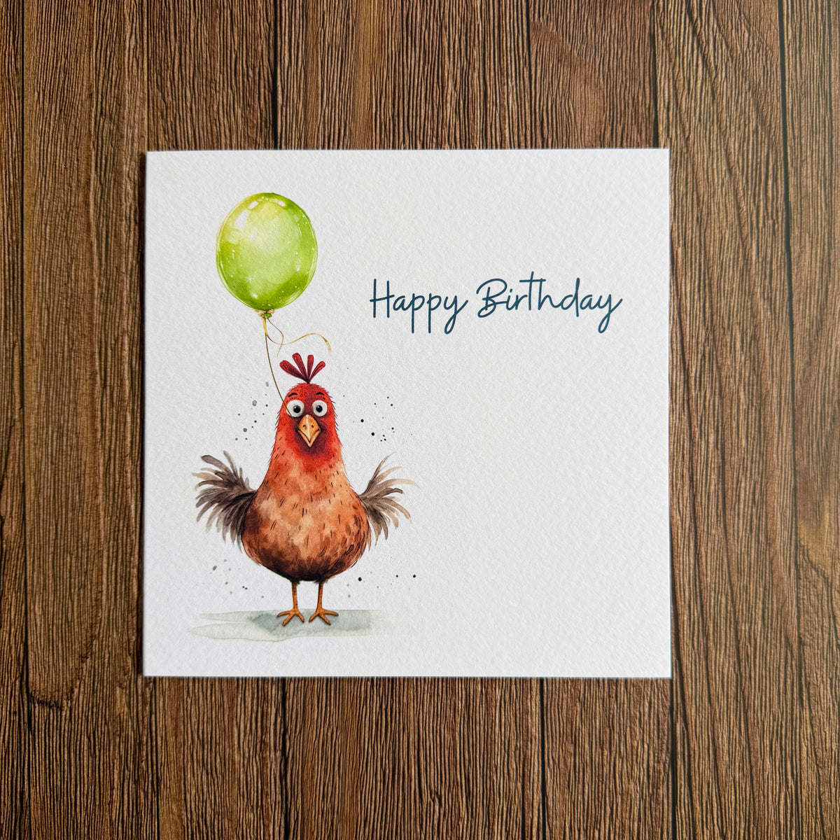 Chicken Balloon Happy Birthday Card