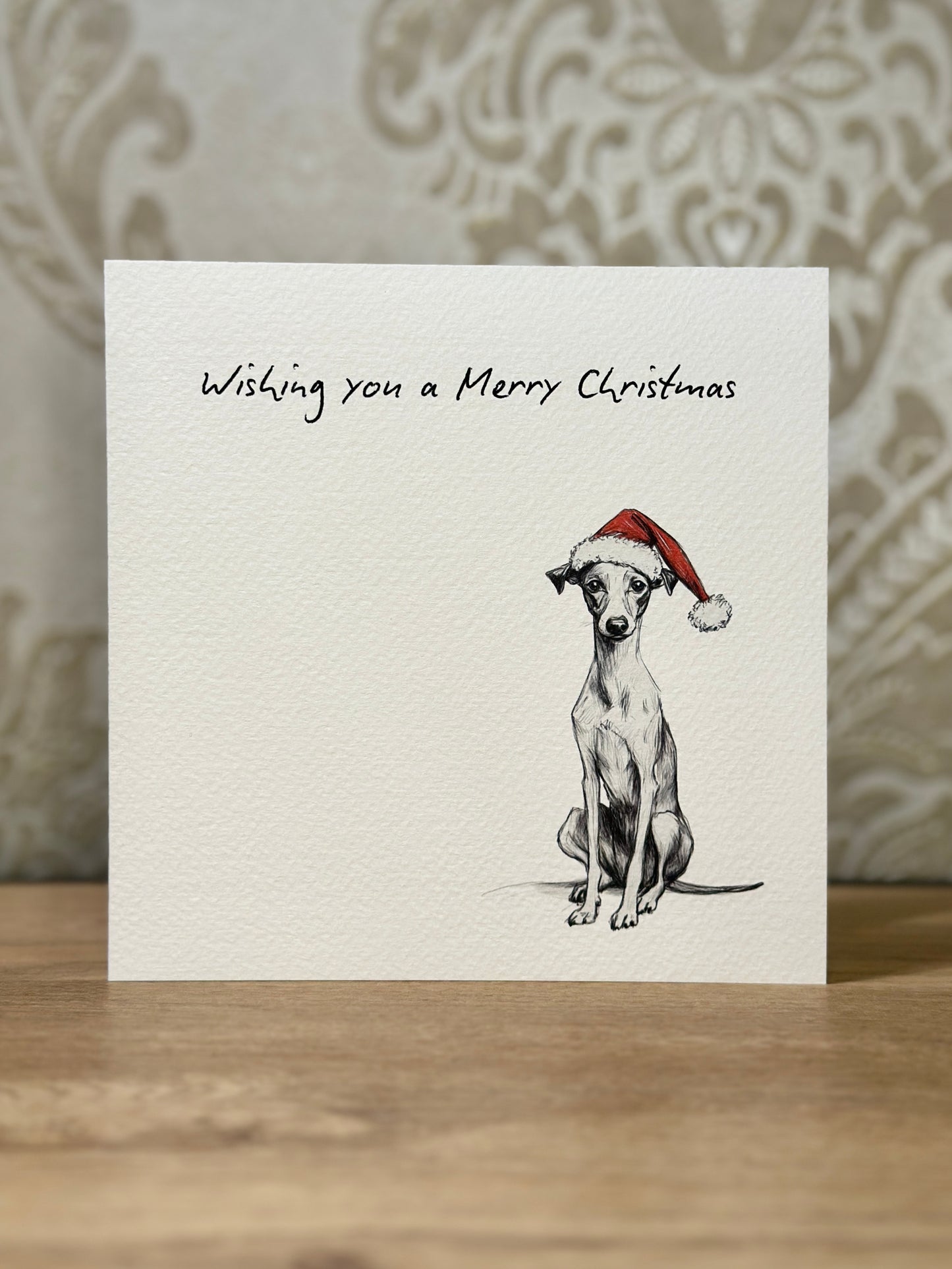 Whippet Scribble Christmas Card