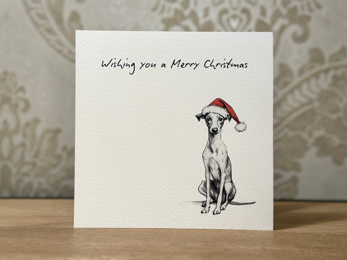 Whippet Scribble Christmas Card