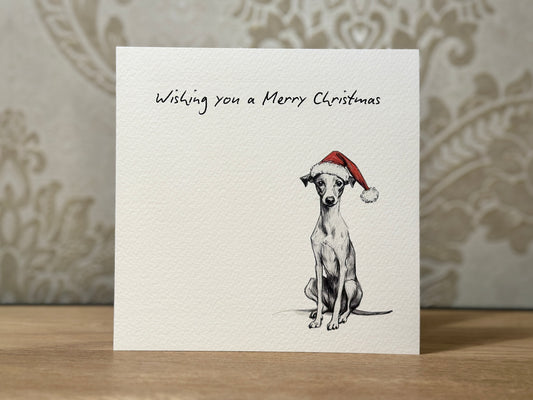 Whippet Scribble Christmas Card
