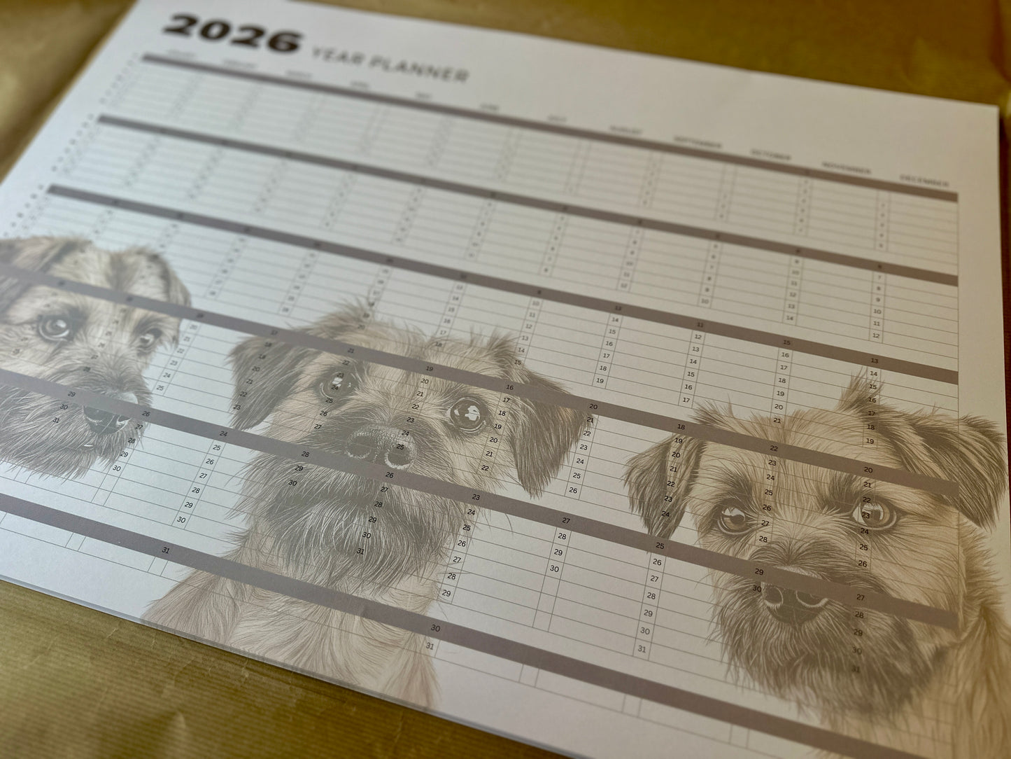 2026 Border Terrier Wall Planner A2 Size