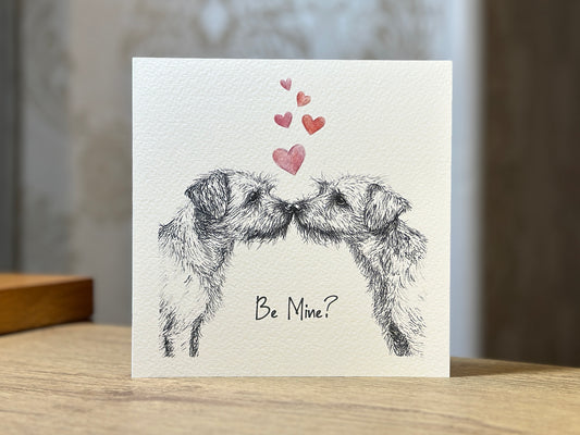 Border Terrier Valentine Card - "Be Mine?"