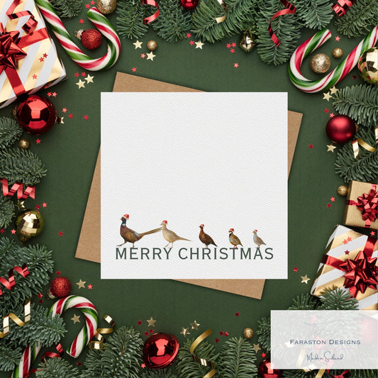 Game birds Line-Up Christmas Card