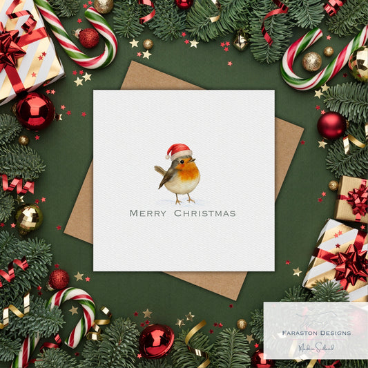 Robin with Santa Hat