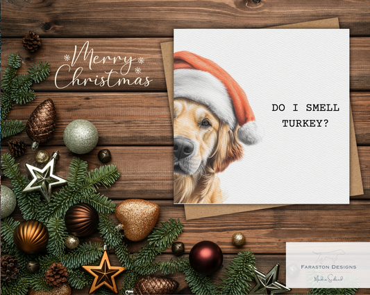 Do I Smell Turkey? Golden Retriever Christmas Card