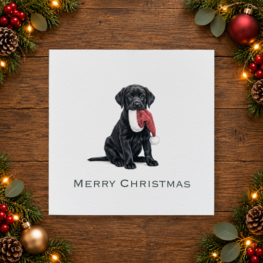 Black Labrador Santa Hat - Merry Christmas