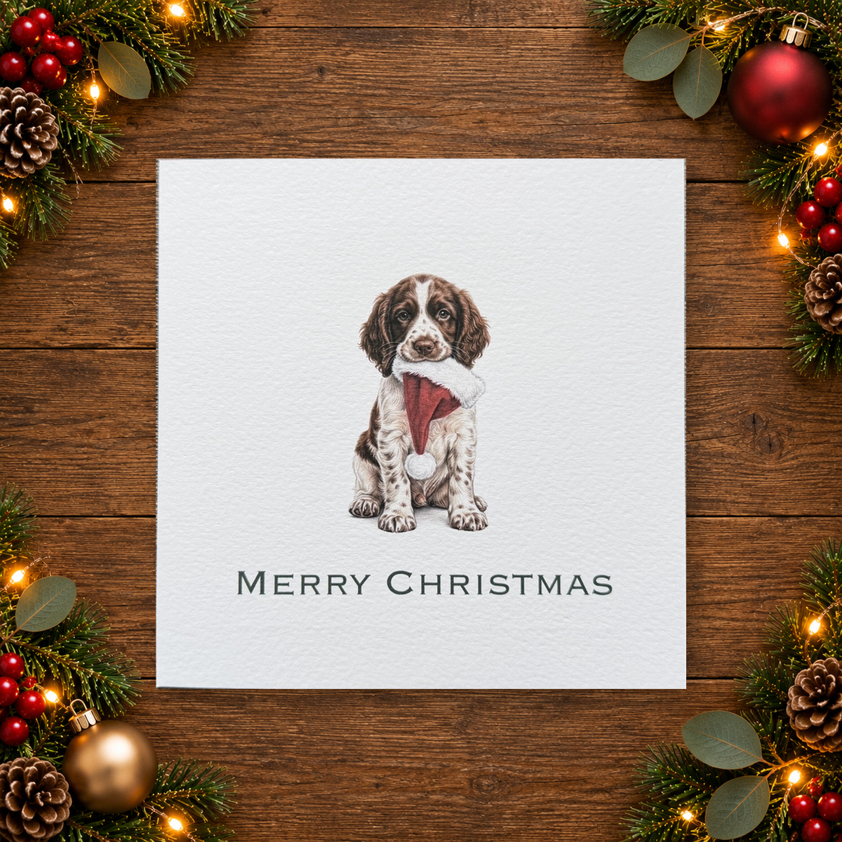 Springer Spaniel Santa Hat - Merry Christmas