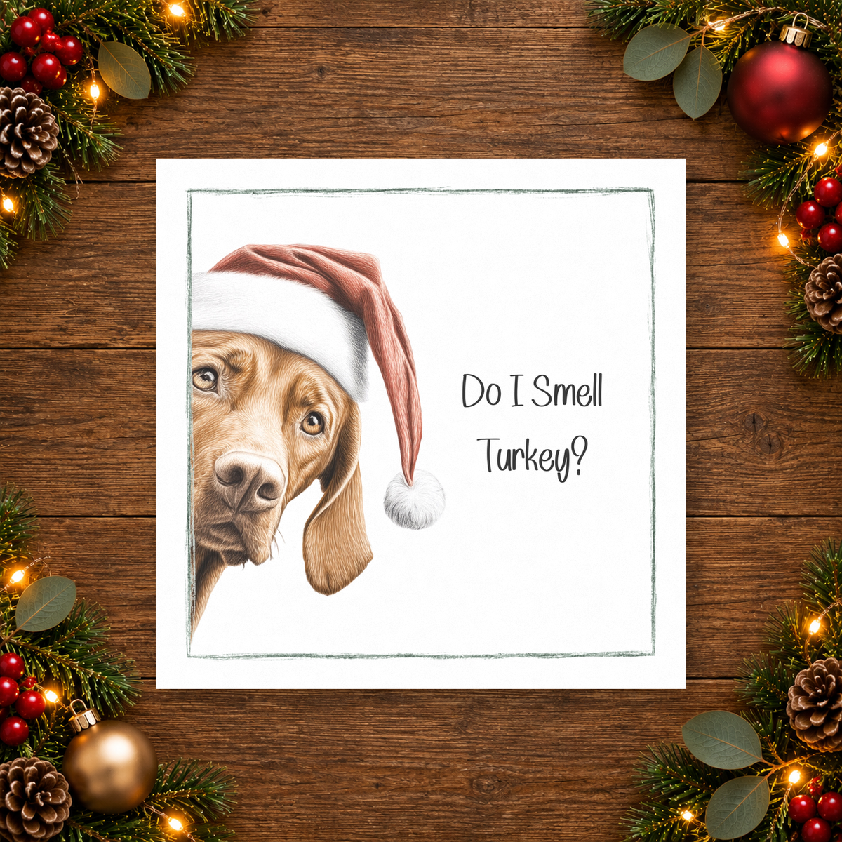 Do I Smell Turkey? Vizsla Christmas Card
