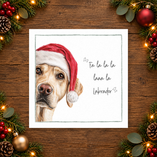 Fa la la la laaa la - Yellow Labrador Christmas Card
