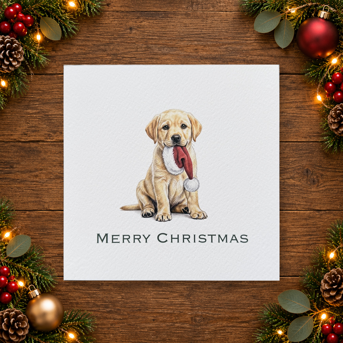 Yellow Labrador Santa Hat - Merry Christmas