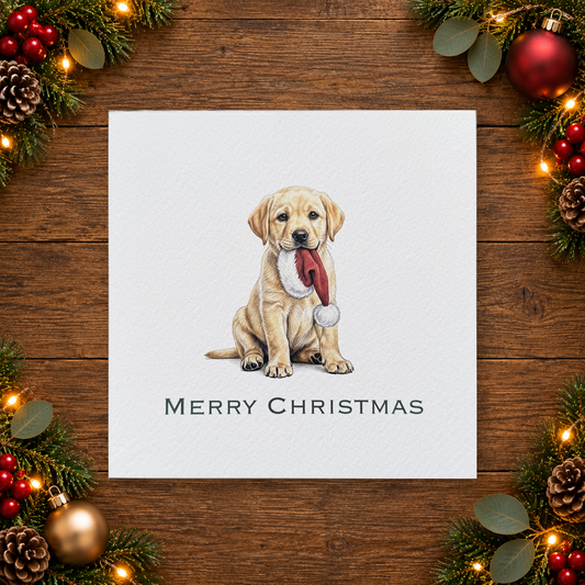 Yellow Labrador Santa Hat - Merry Christmas